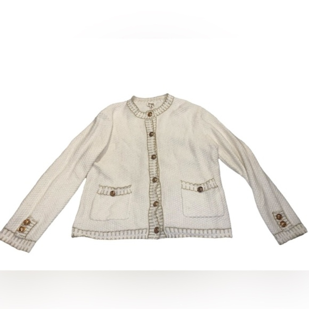 NWOT Pol Ivory and Gold Wool Mix Cardigan